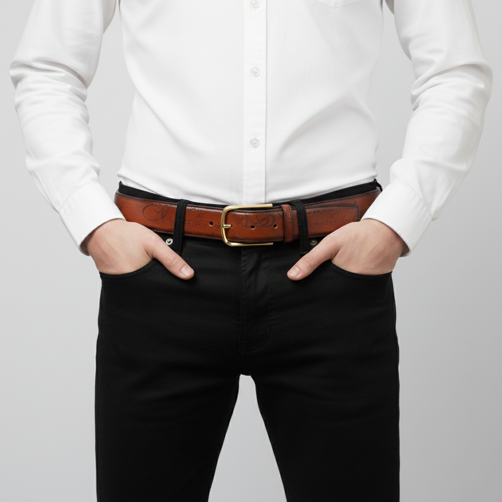 BELTLEY French Traditional Hand-Dyed Italian Full-Grain Leather Brown Belt 1.5"