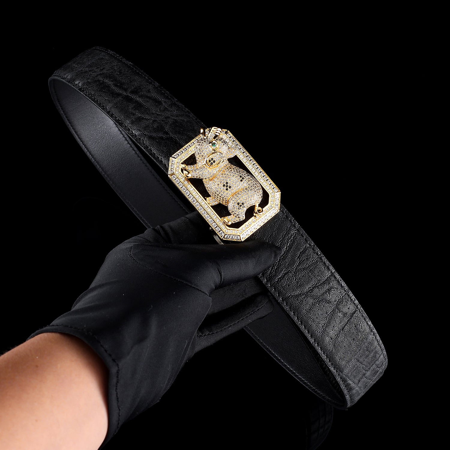 BELTLEY 1.5" Genuine Exotic Elephant Leather for Men - Unique Pig Belt Buckle