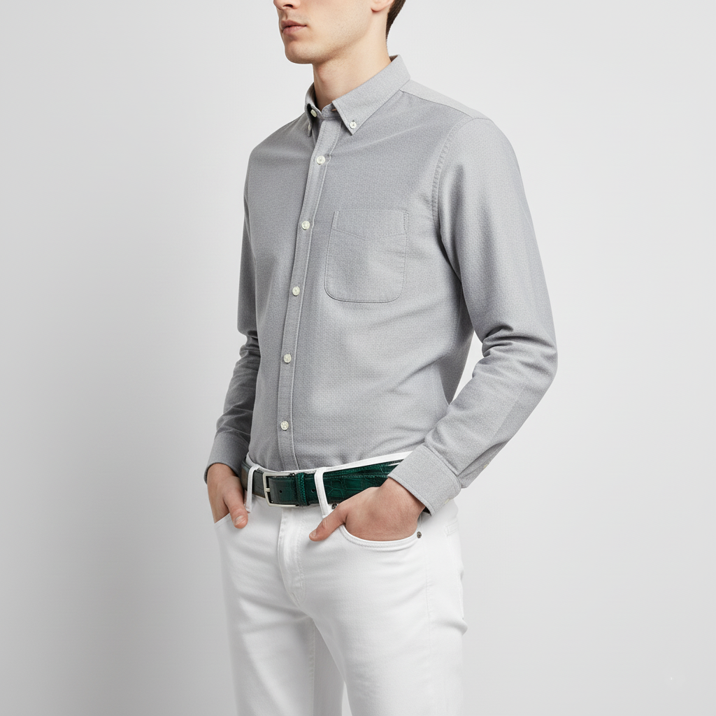 BELTLEY Hand-Dyed Peacock Green Crocodile Belt – 1.38" | Artisan Elegance