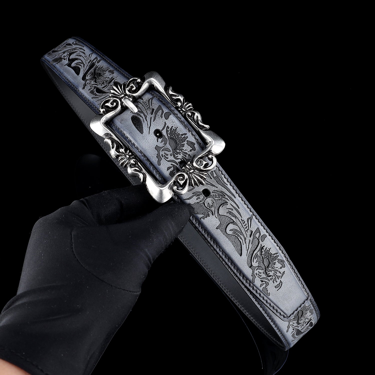 BELTLEY First-Edition Karakusa Midnight Blue Belt   -1.5"Artisan Statement