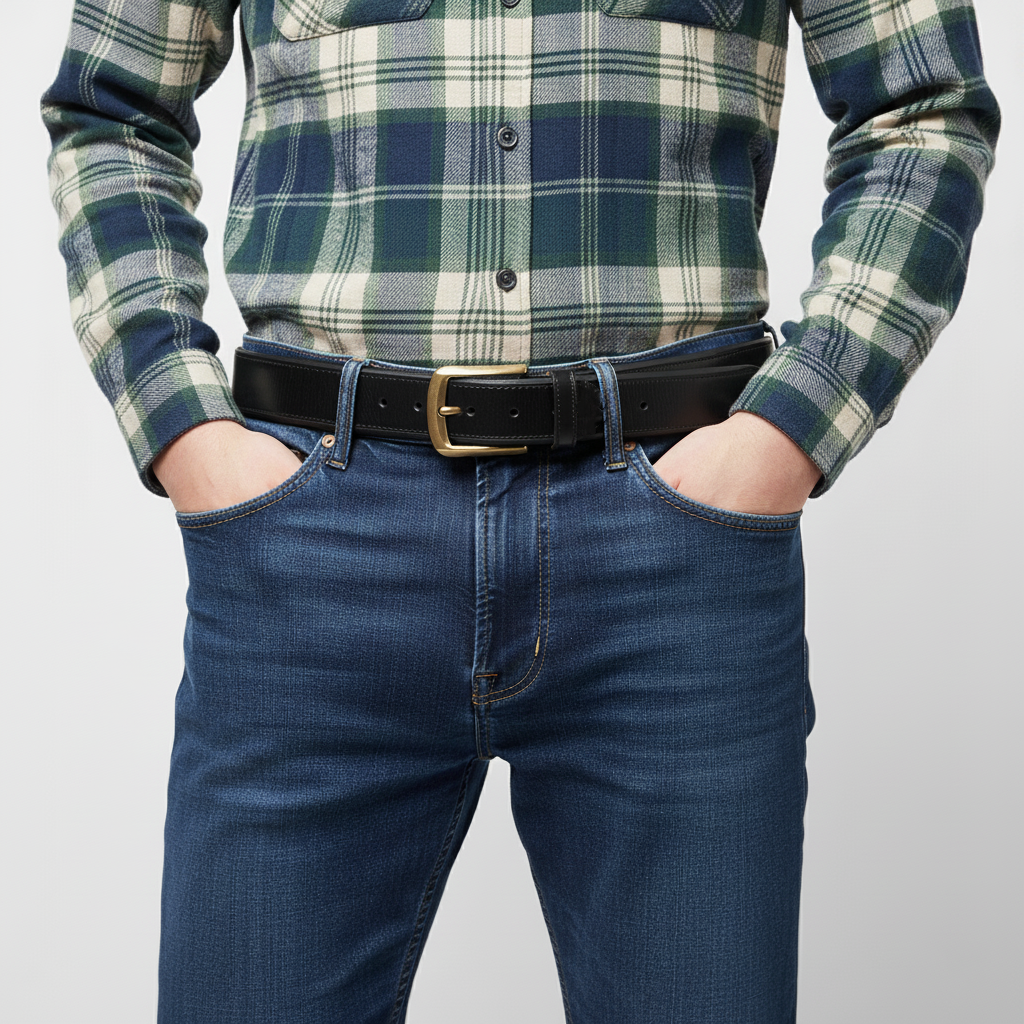 BELTLEY Heavy-Duty Black Leather Belt – 1.5” Extra Thick Full-Grain, Double-Layer