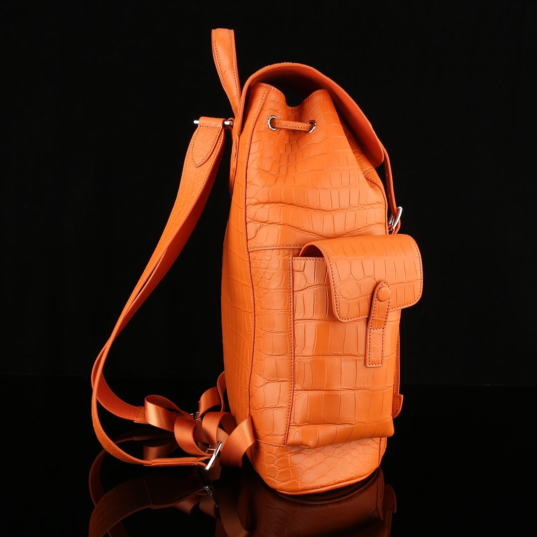 Matte Hermès Orange Nile Crocodile Backpack-The BELTLEY Explorer Edition