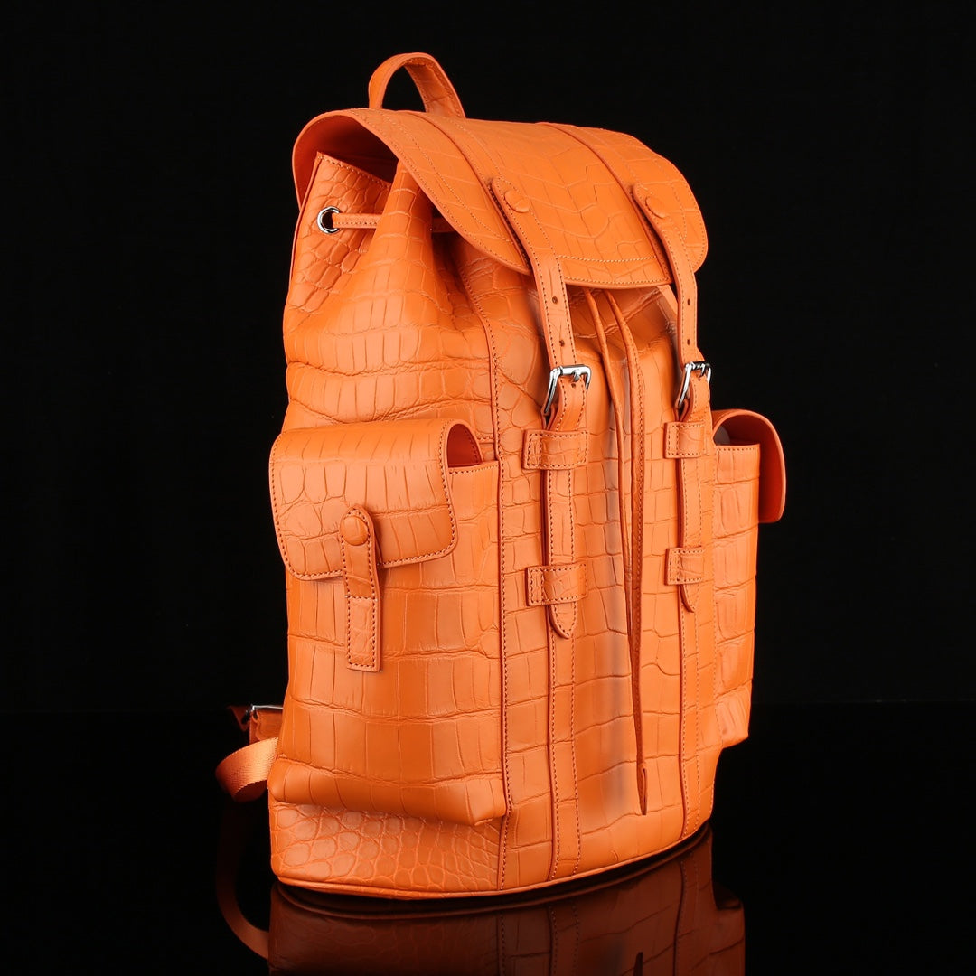 Matte Hermès Orange Nile Crocodile Backpack-The BELTLEY Explorer Edition