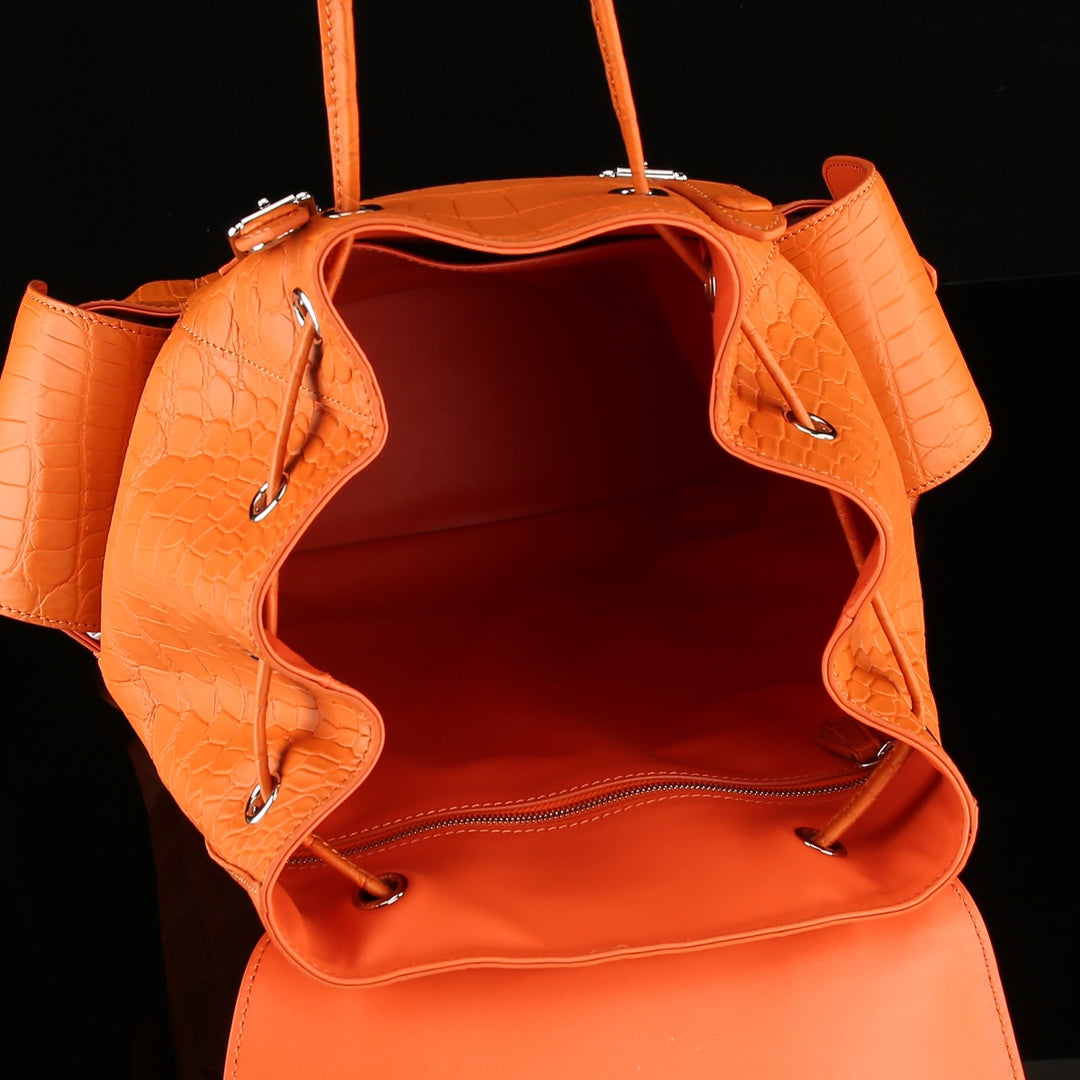 Matte Hermès Orange Nile Crocodile Backpack-The BELTLEY Explorer Edition