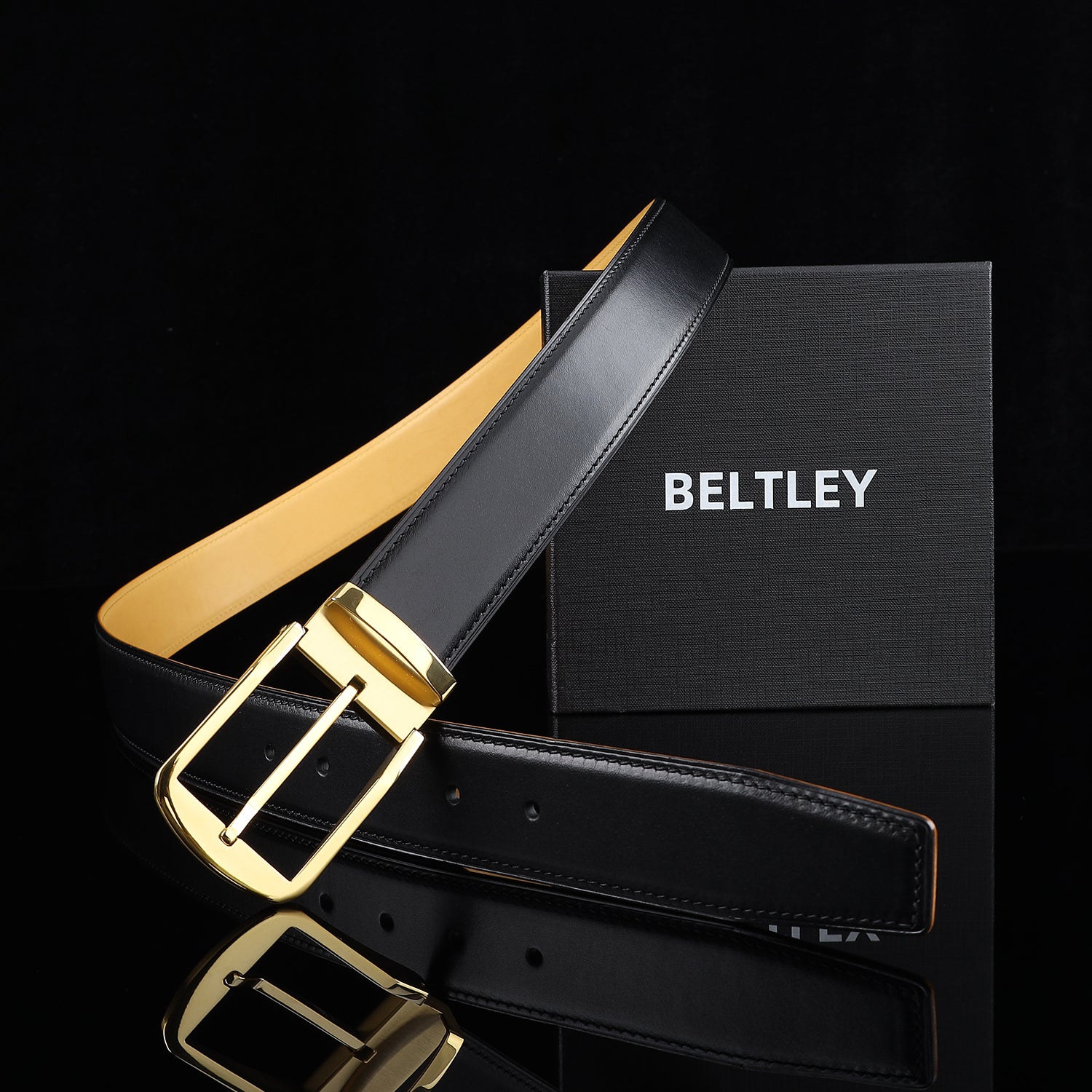 BELTLEY  Men’s Calfskin Dress Belt 1.5 Inches (38mm)