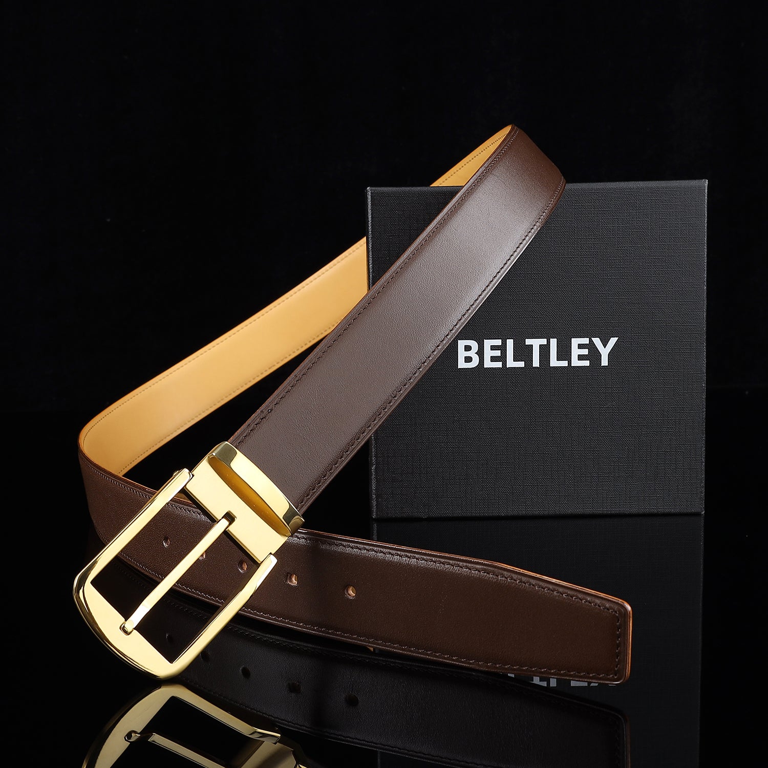 BELTLEY  Men’s Calfskin Dress Belt 1.5 Inches (38mm)