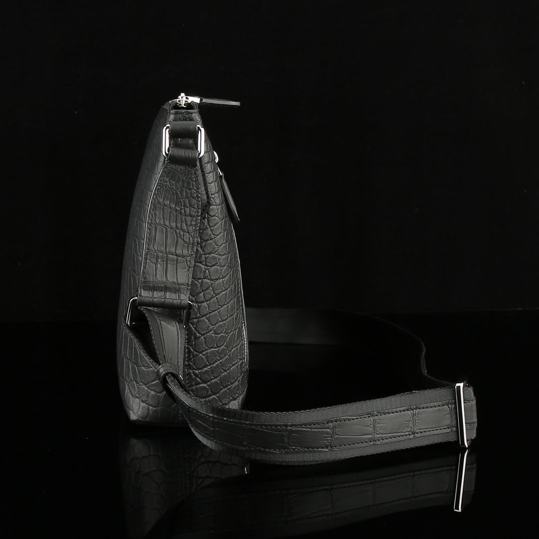 BELTLEY Men's Matte Nile Crocodile Leather Crossbody Bag