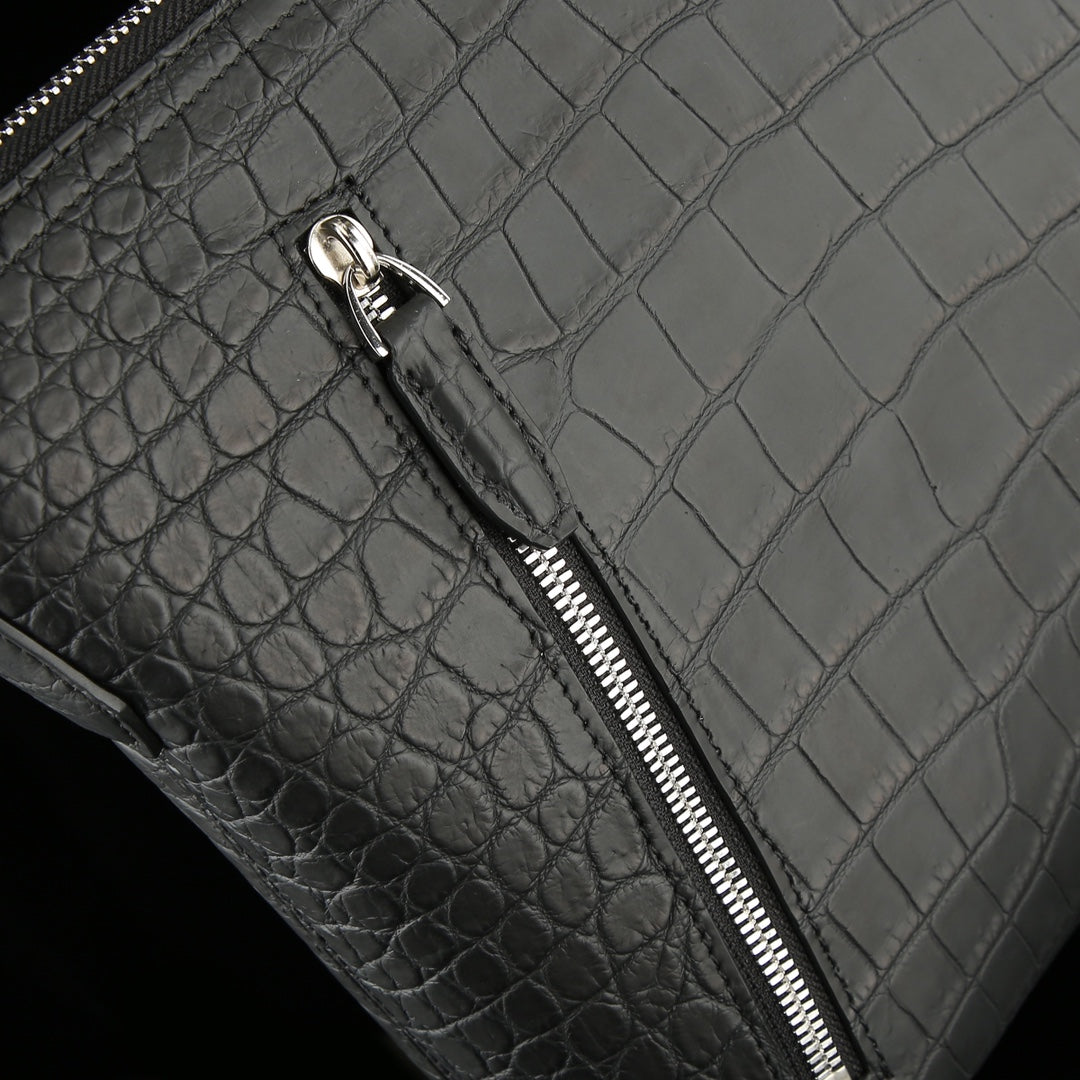 BELTLEY Men's Matte Nile Crocodile Leather Crossbody Bag