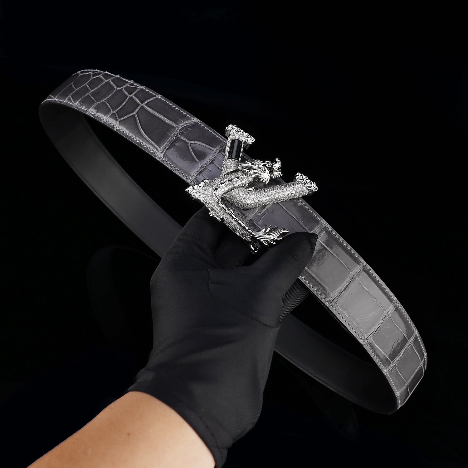 Nile Crocodile Graphite Gray Glazed Belt – Elegant High-End Leather Belt