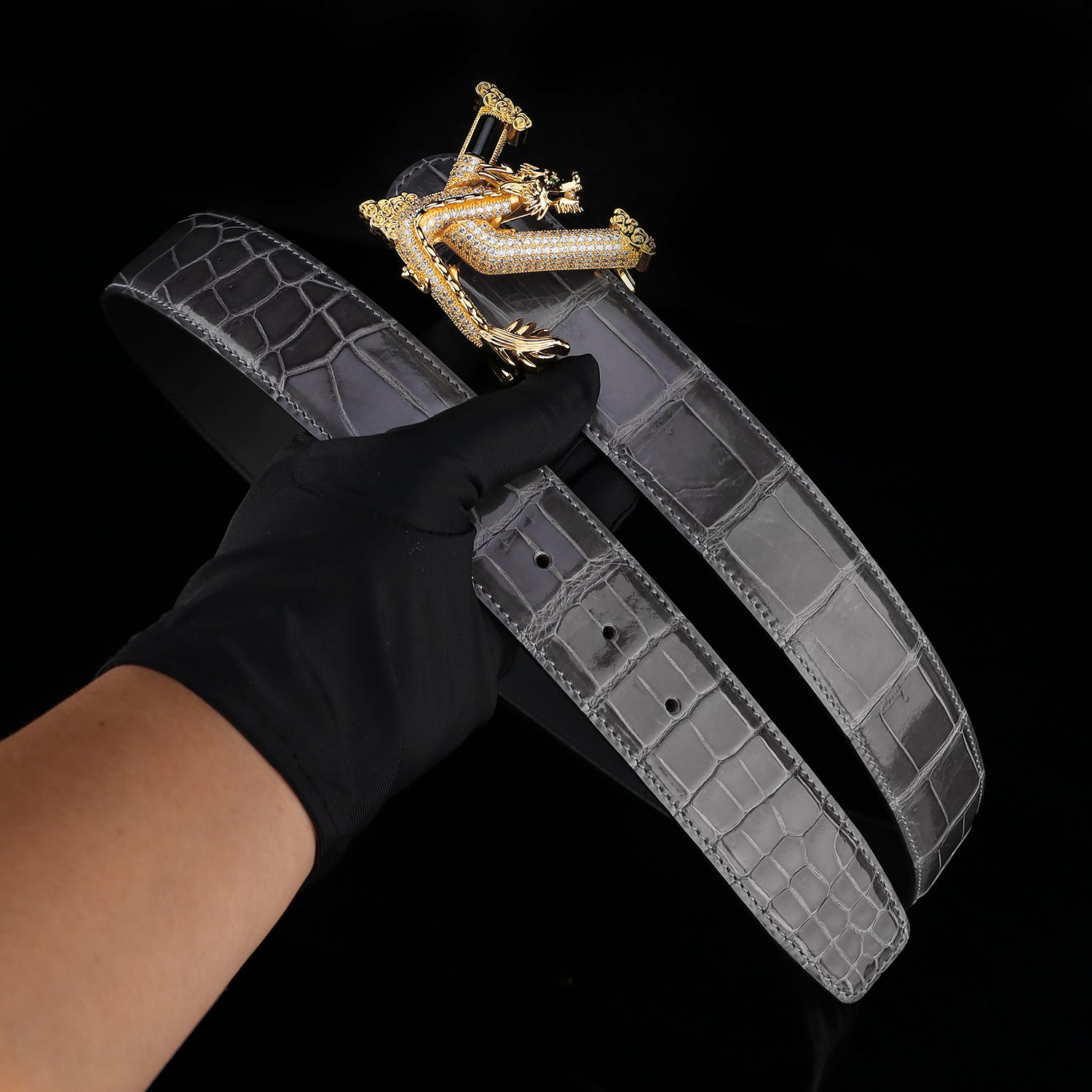 Nile Crocodile Graphite Gray Glazed Belt – Elegant High-End Leather Belt