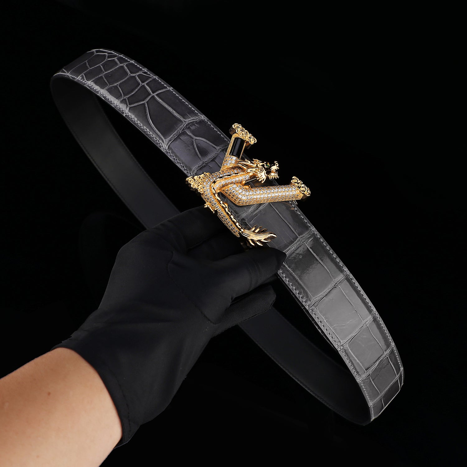 Nile Crocodile Graphite Gray Glazed Belt – Elegant High-End Leather Belt