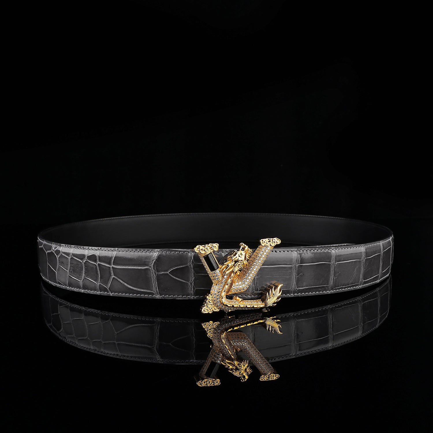 Nile Crocodile Graphite Gray Glazed Belt – Elegant High-End Leather Belt