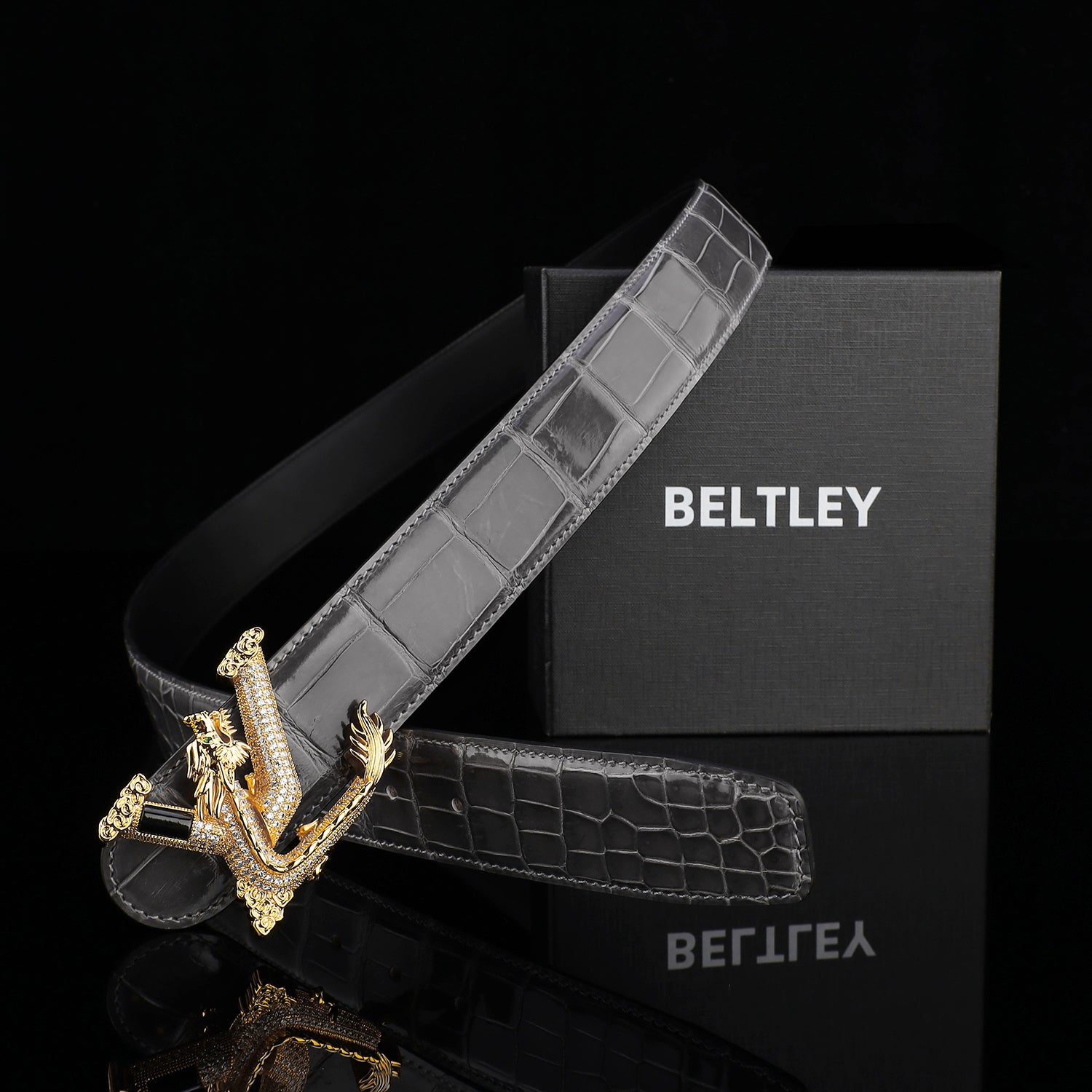 Nile Crocodile Graphite Gray Glazed Belt – Elegant High-End Leather Belt