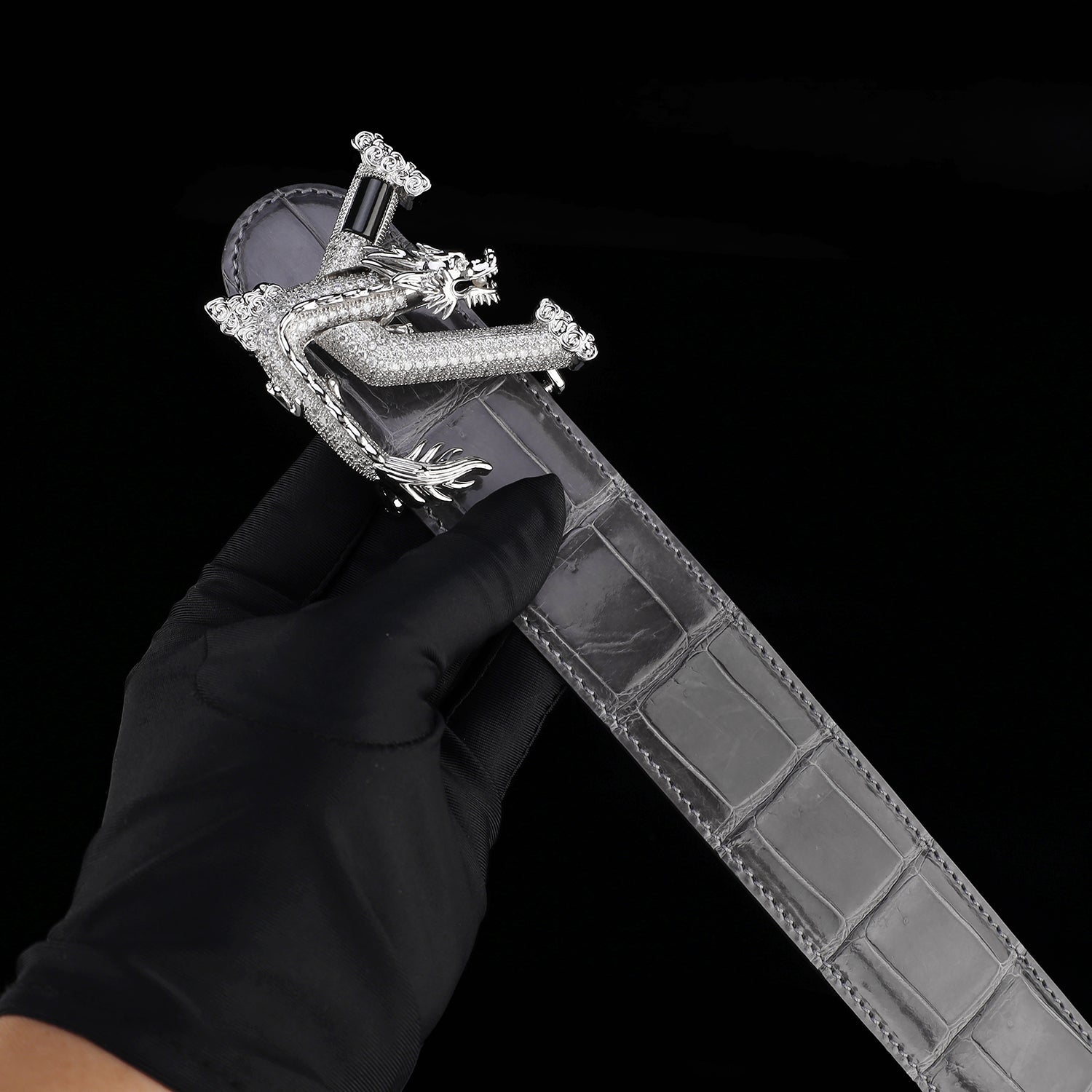 Nile Crocodile Graphite Gray Glazed Belt – Elegant High-End Leather Belt