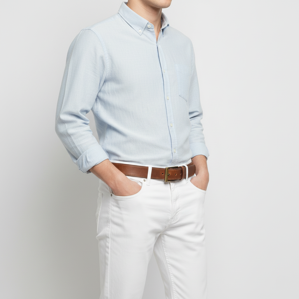 BELTLEY Premium Brown Leather Belt - Hand-Antiqued, Suede Back, Raw Edge, 1.5 Inches