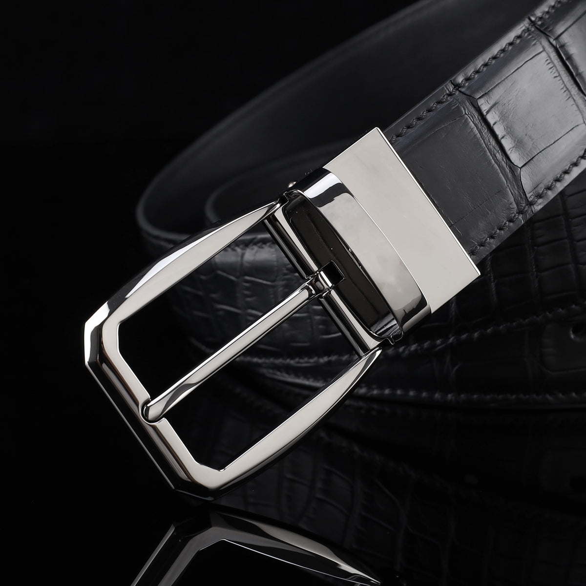 BELTLEY Real Alligator Belt for Men-Black- 1.38 Inches