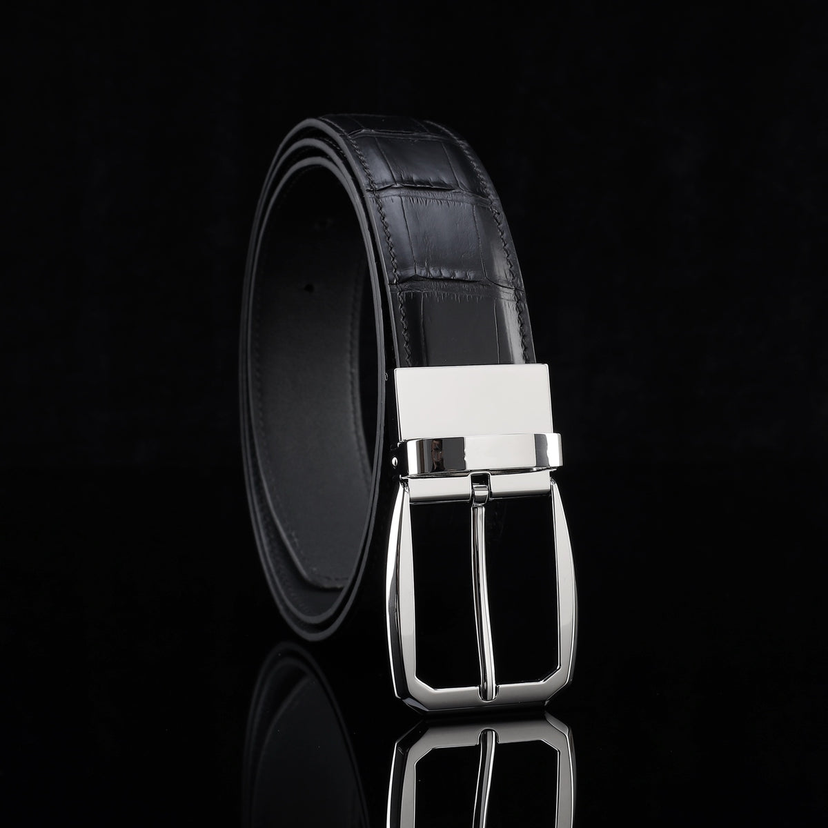 BELTLEY Real Alligator Belt for Men-Black- 1.38 Inches