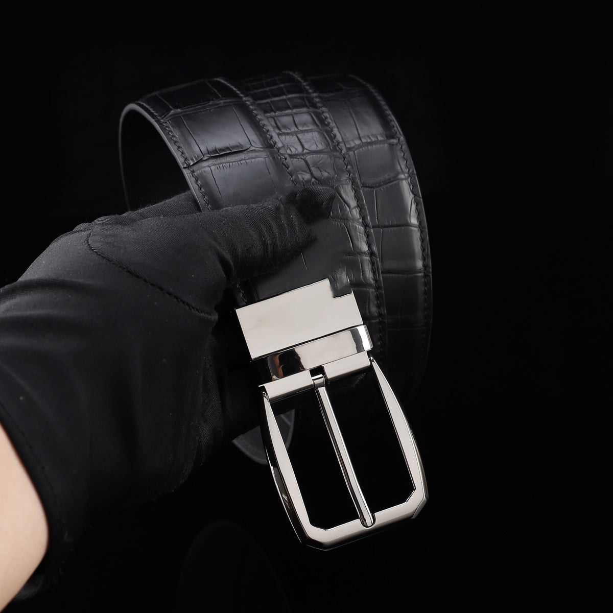 BELTLEY Real Alligator Belt for Men-Black- 1.38 Inches