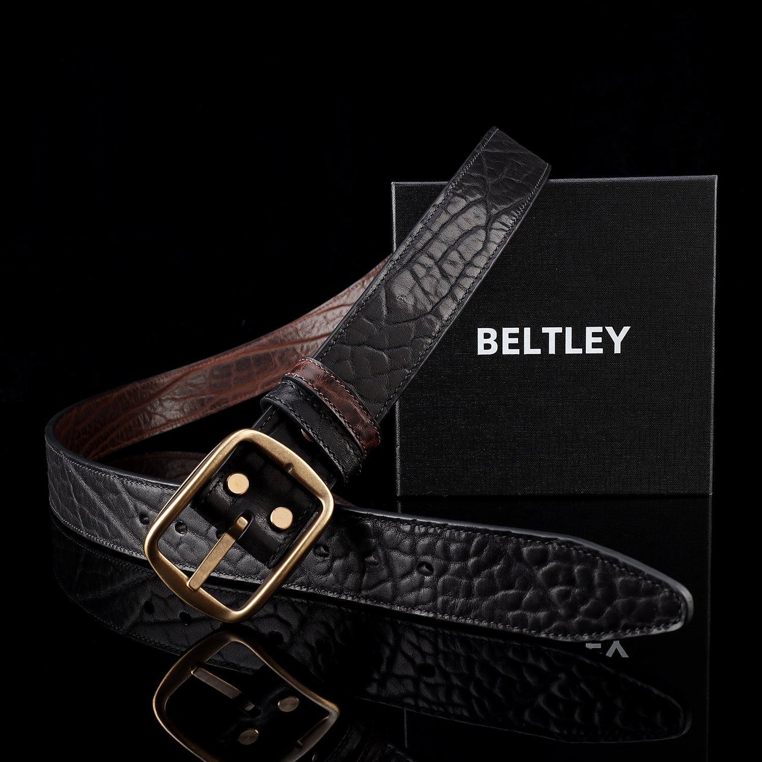 BELTLEY Vintage Reversible Leather Belt – 1.5" Full-Grain Double-Sided Belt
