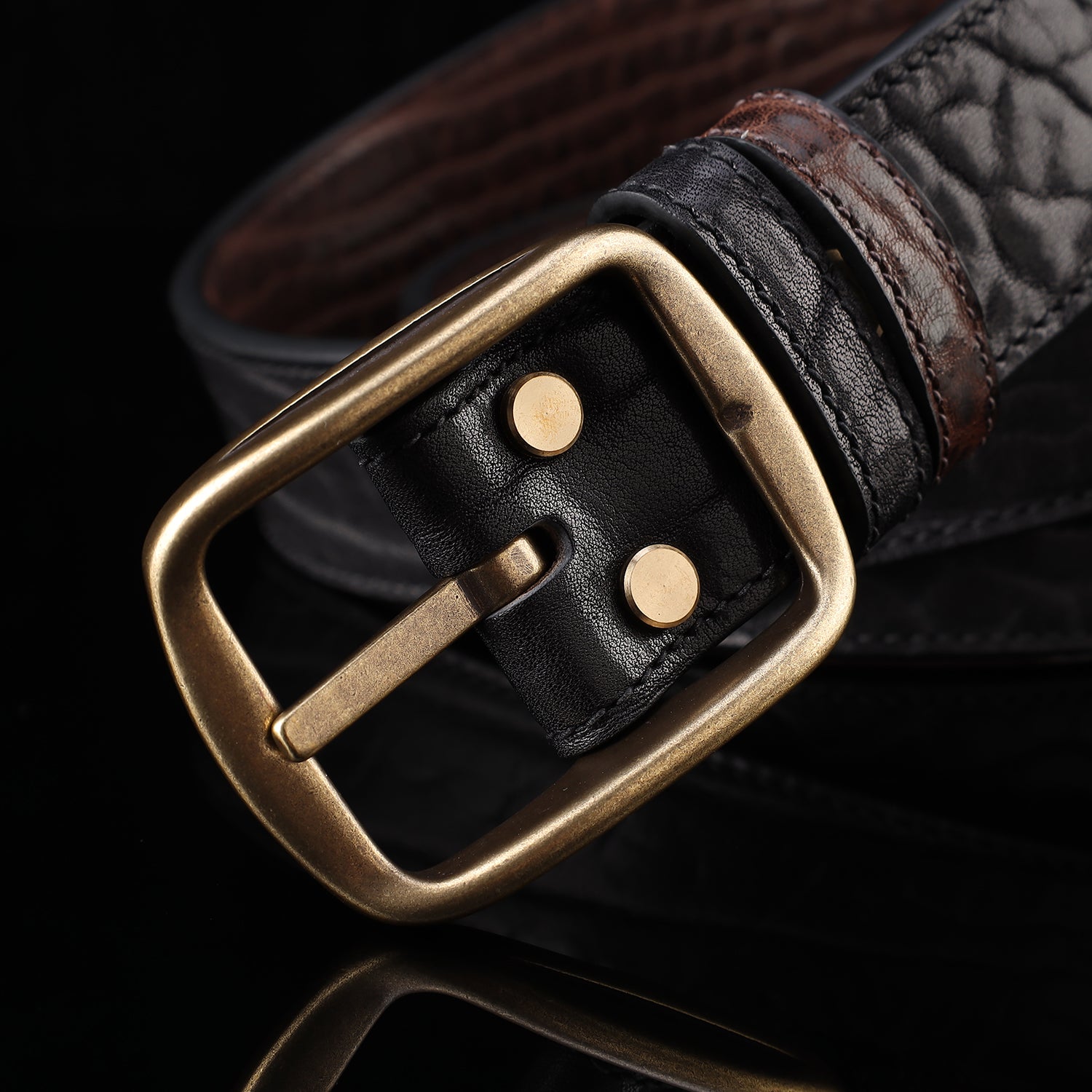 BELTLEY Vintage Reversible Leather Belt – 1.5" Full-Grain Double-Sided Belt