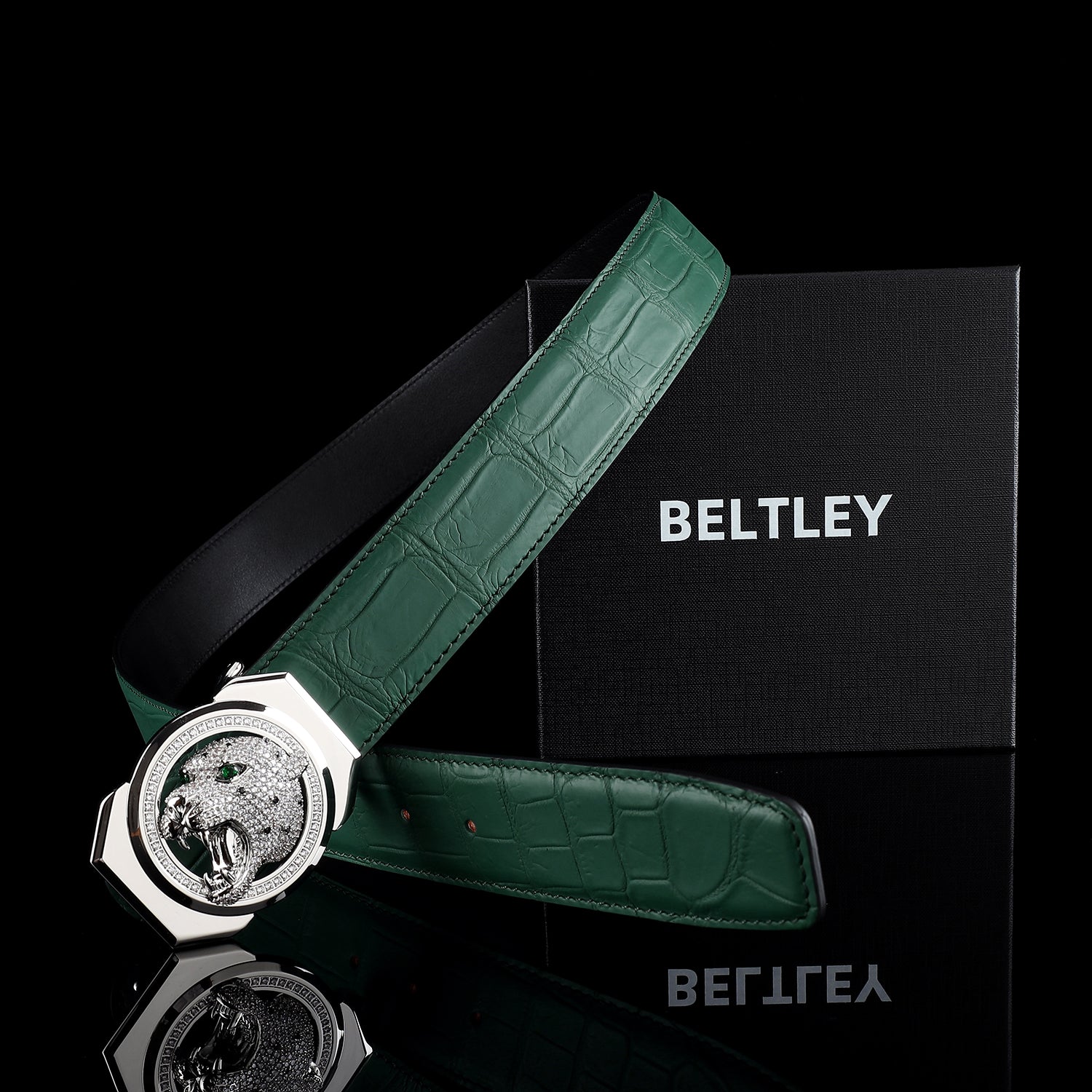 Roaring Leopard Edition-Emerald Green Crocodile Belt By BELTLEY