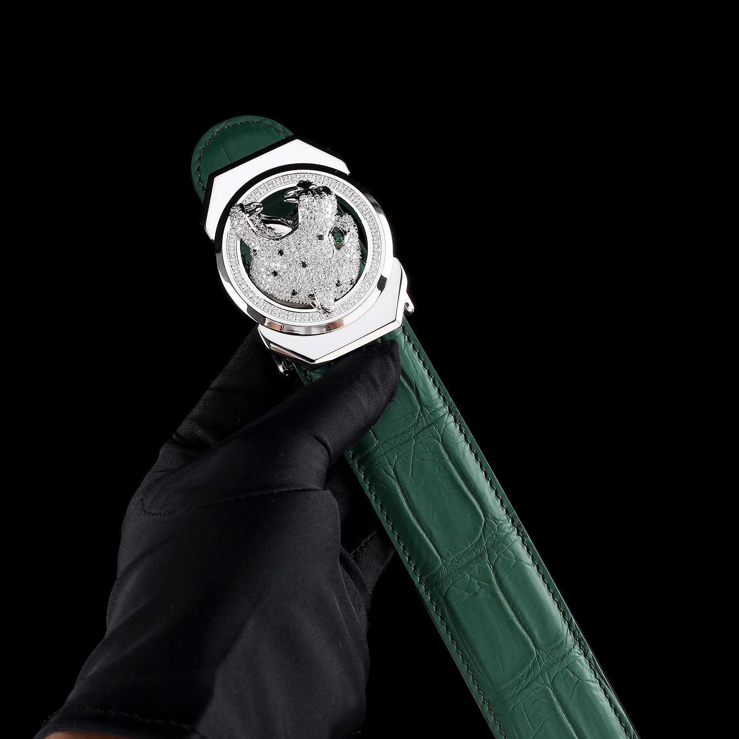 Roaring Leopard Edition-Emerald Green Crocodile Belt By BELTLEY