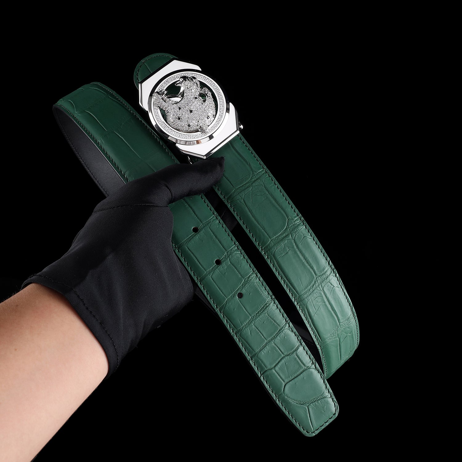 Roaring Leopard Edition-Emerald Green Crocodile Belt By BELTLEY