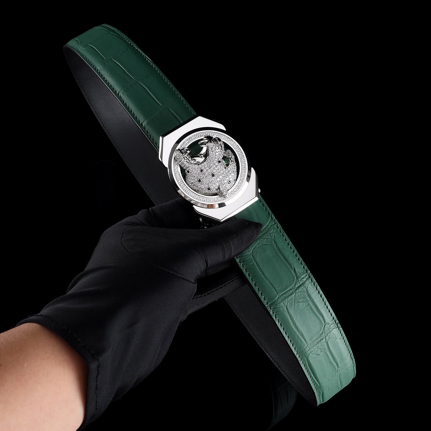 Roaring Leopard Edition-Emerald Green Crocodile Belt By BELTLEY