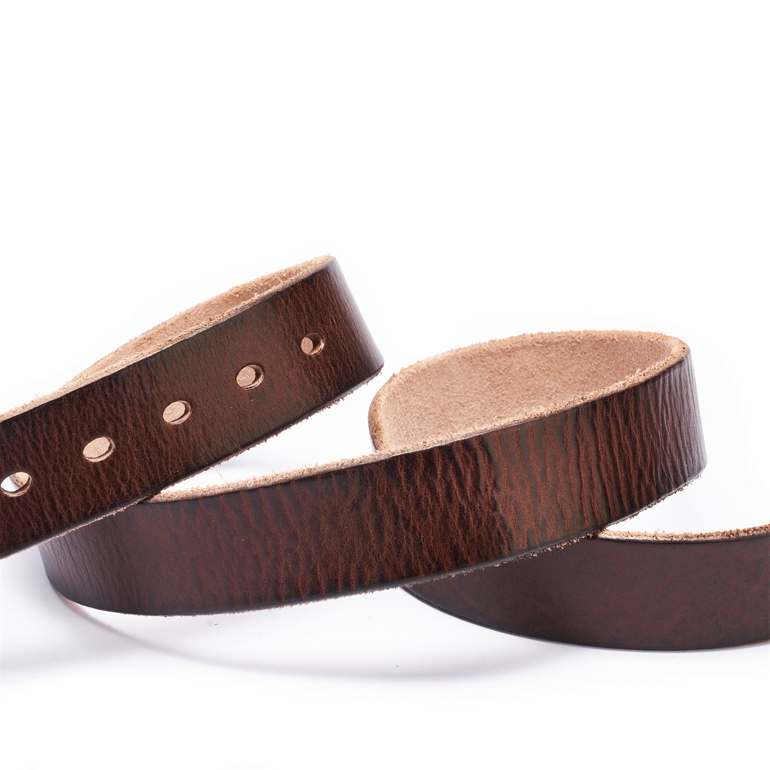 Tannin-Stained Heritage Belt – 1.5" Raw Edge & Sculpted Steel Buckle