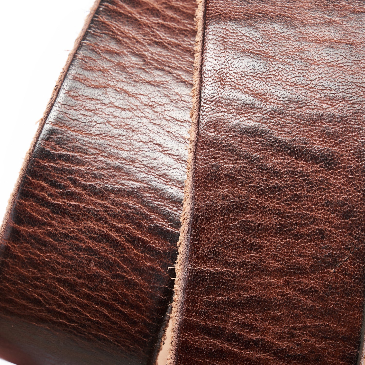 Tannin-Stained Heritage Belt – 1.5" Raw Edge & Sculpted Steel Buckle