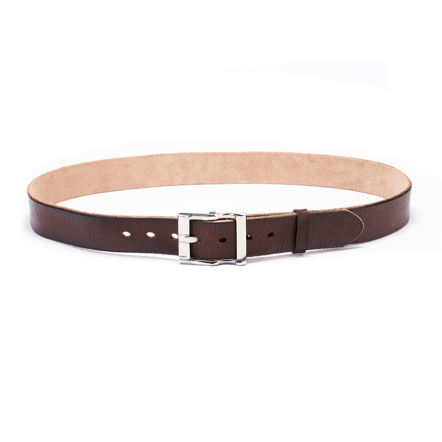 Tannin-Stained Heritage Belt – 1.5" Raw Edge & Sculpted Steel Buckle