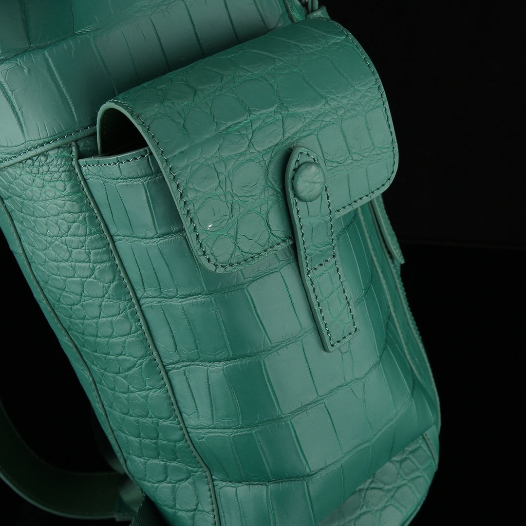 The BELTLEY Explorer: Matte Jade Green Nile Crocodile Backpack