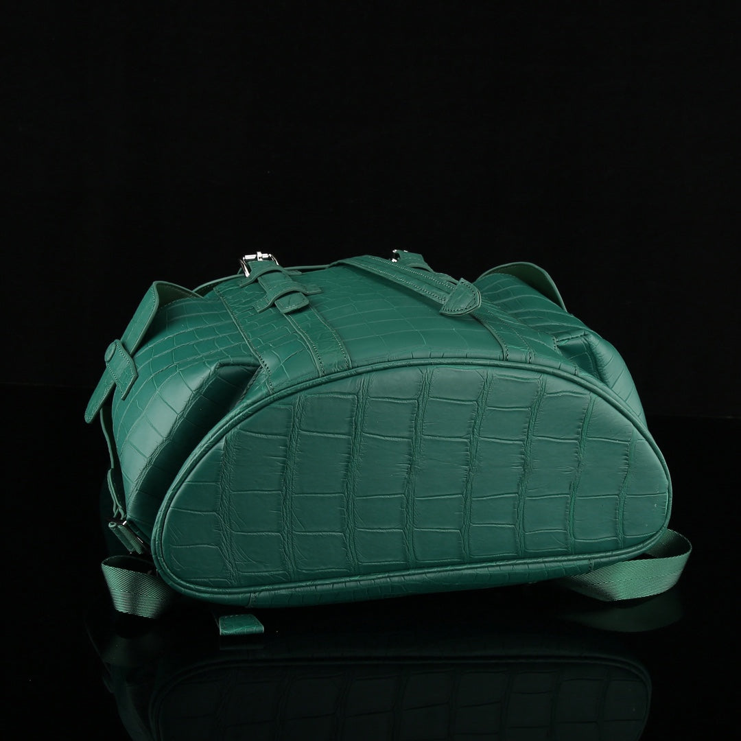 The BELTLEY Explorer: Matte Jade Green Nile Crocodile Backpack