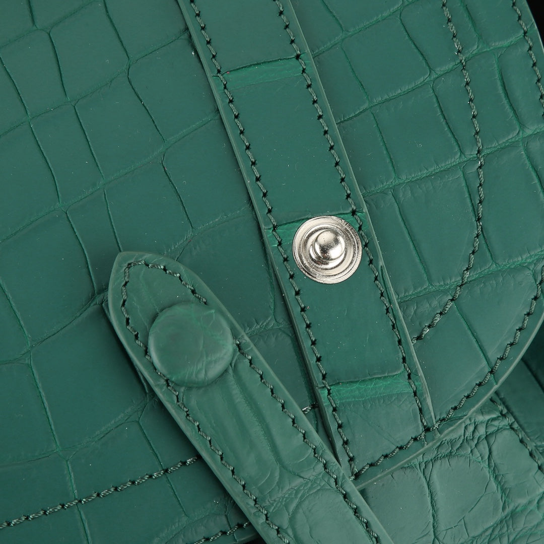 The BELTLEY Explorer: Matte Jade Green Nile Crocodile Backpack