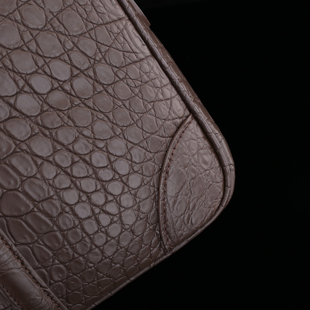 The BELTLEY Legacy Briefcase in Espresso Crocodile | Handmade Business Bag for Men