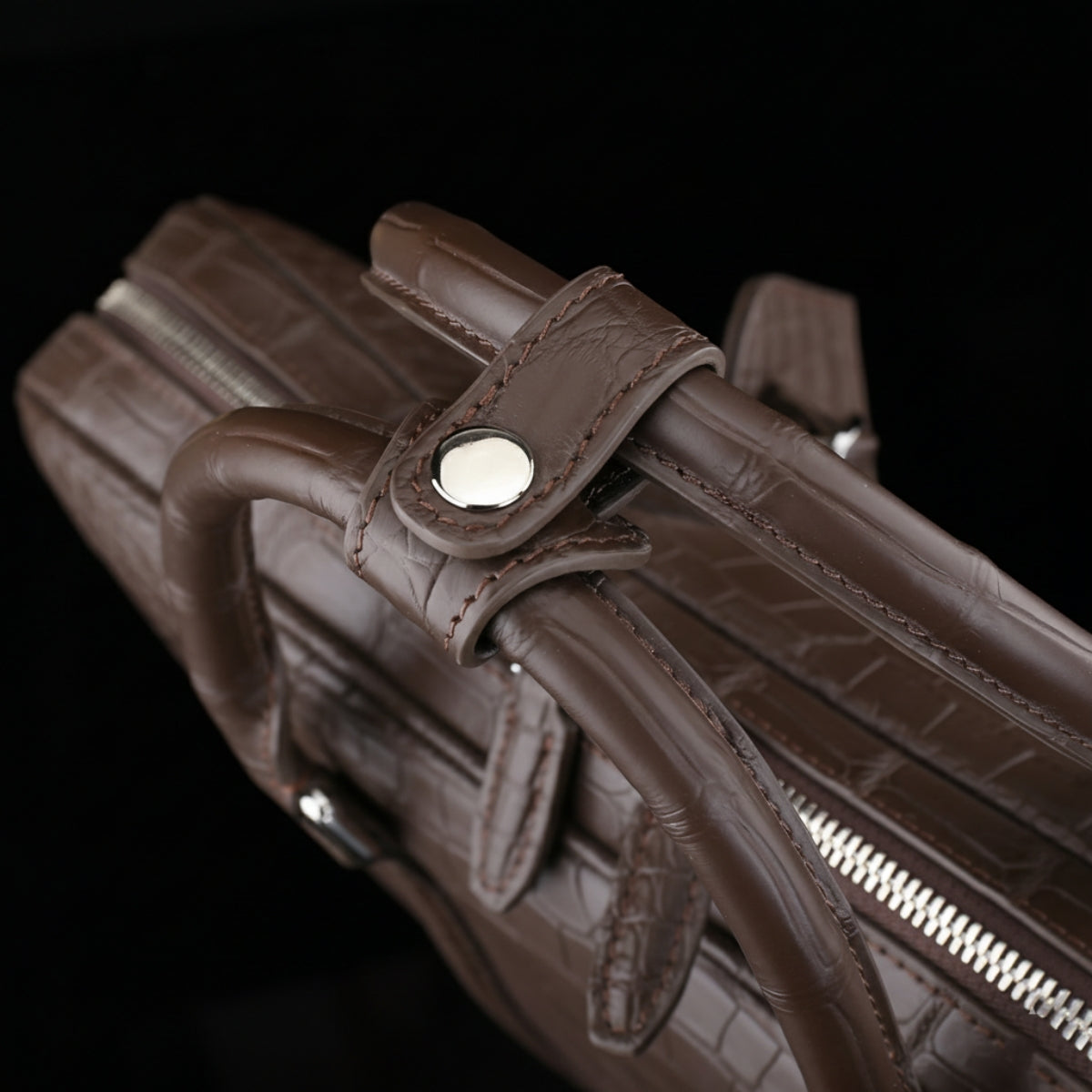 The BELTLEY Legacy Briefcase in Espresso Crocodile | Handmade Business Bag for Men