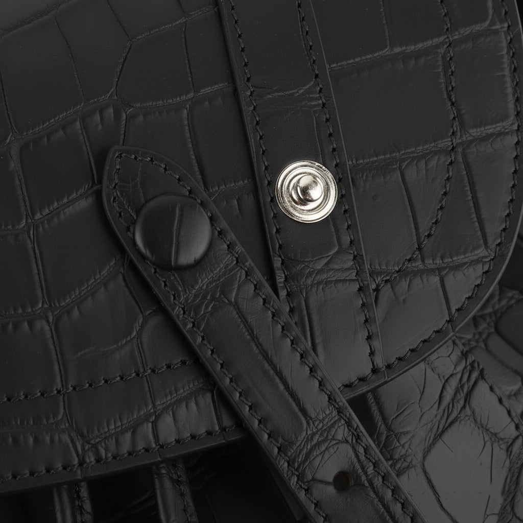 The BELTLEY Explorer: Matte Black Nile Crocodile Backpack