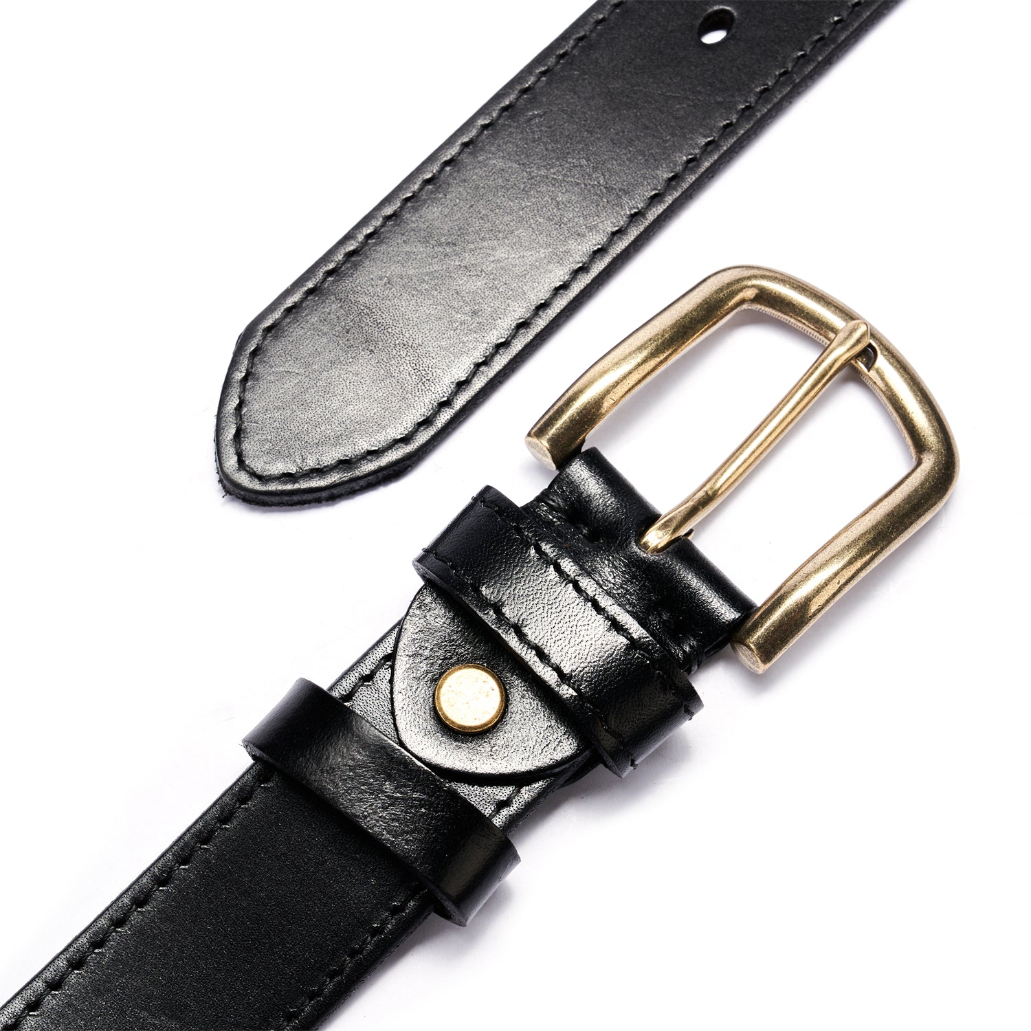 Timeless Black Leather Belt - Unisex, Classic Full Grain Style