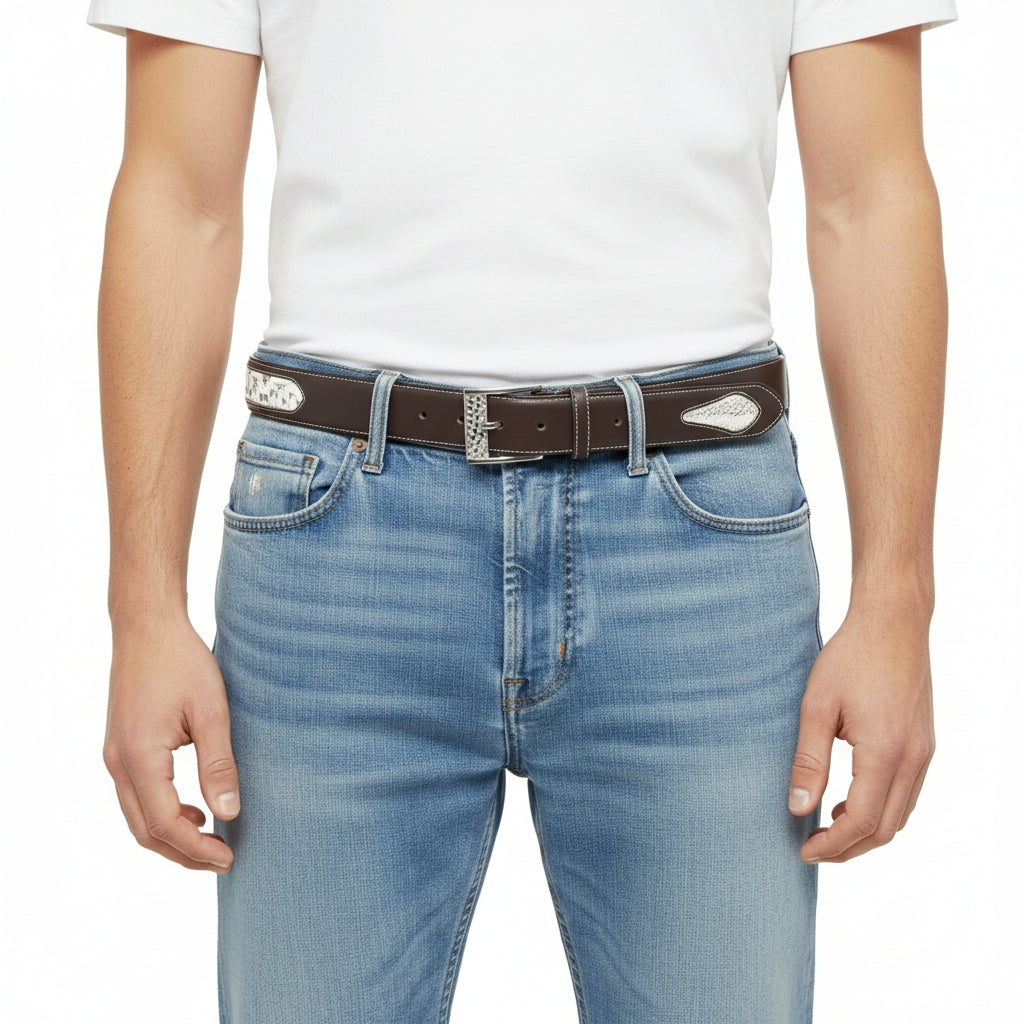Signature Two-Tone Python Inlay Belt — additional view 20 | BELTLEY