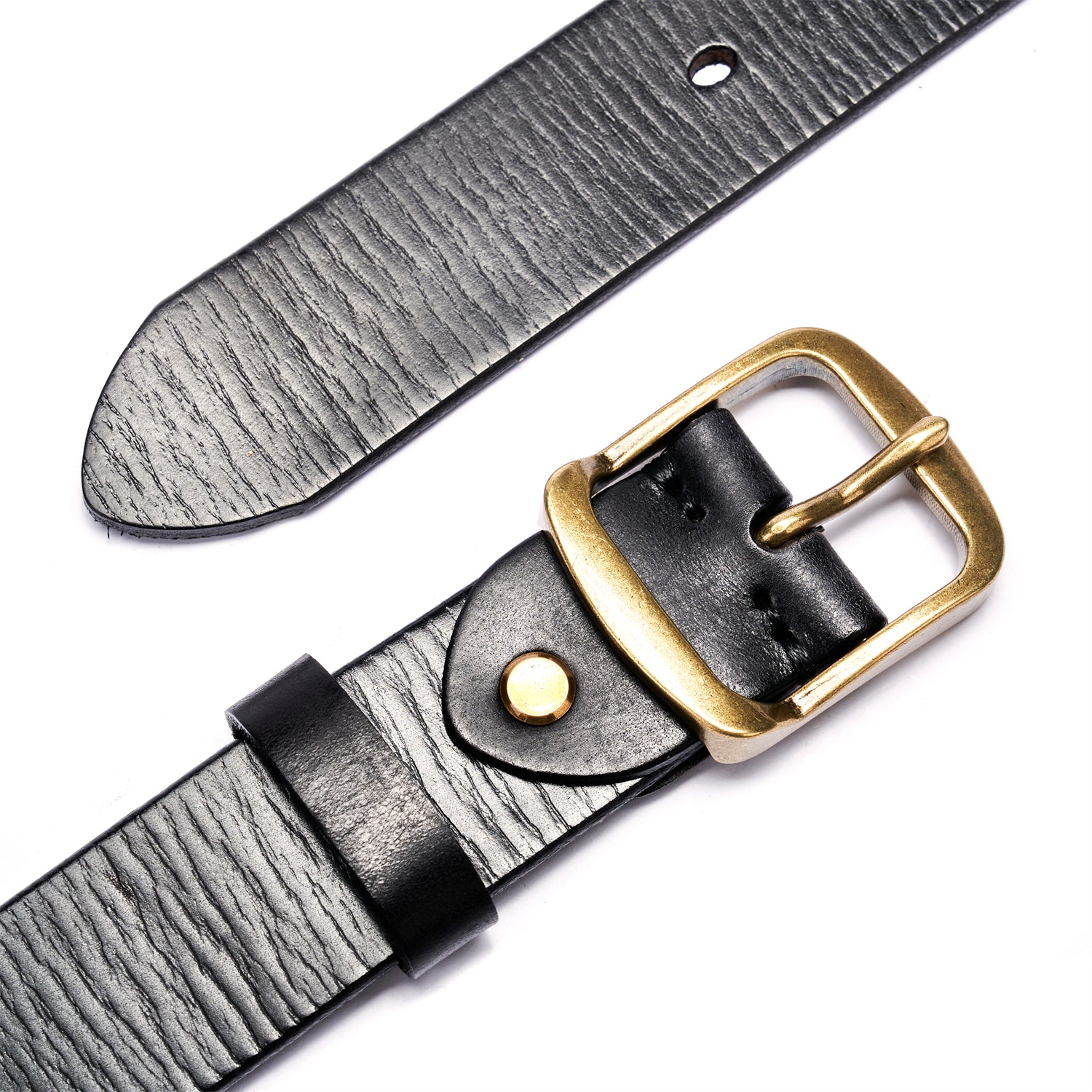 Unisex Full Grain Leather Belt - Classic Black  1.25 Inches