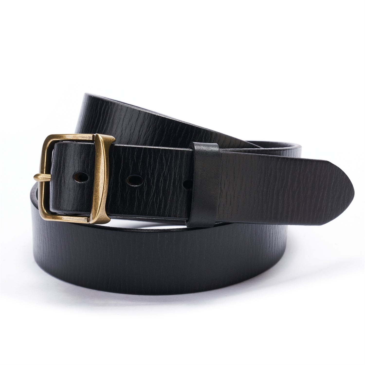 Unisex Full Grain Leather Belt - Classic Black  1.25 Inches