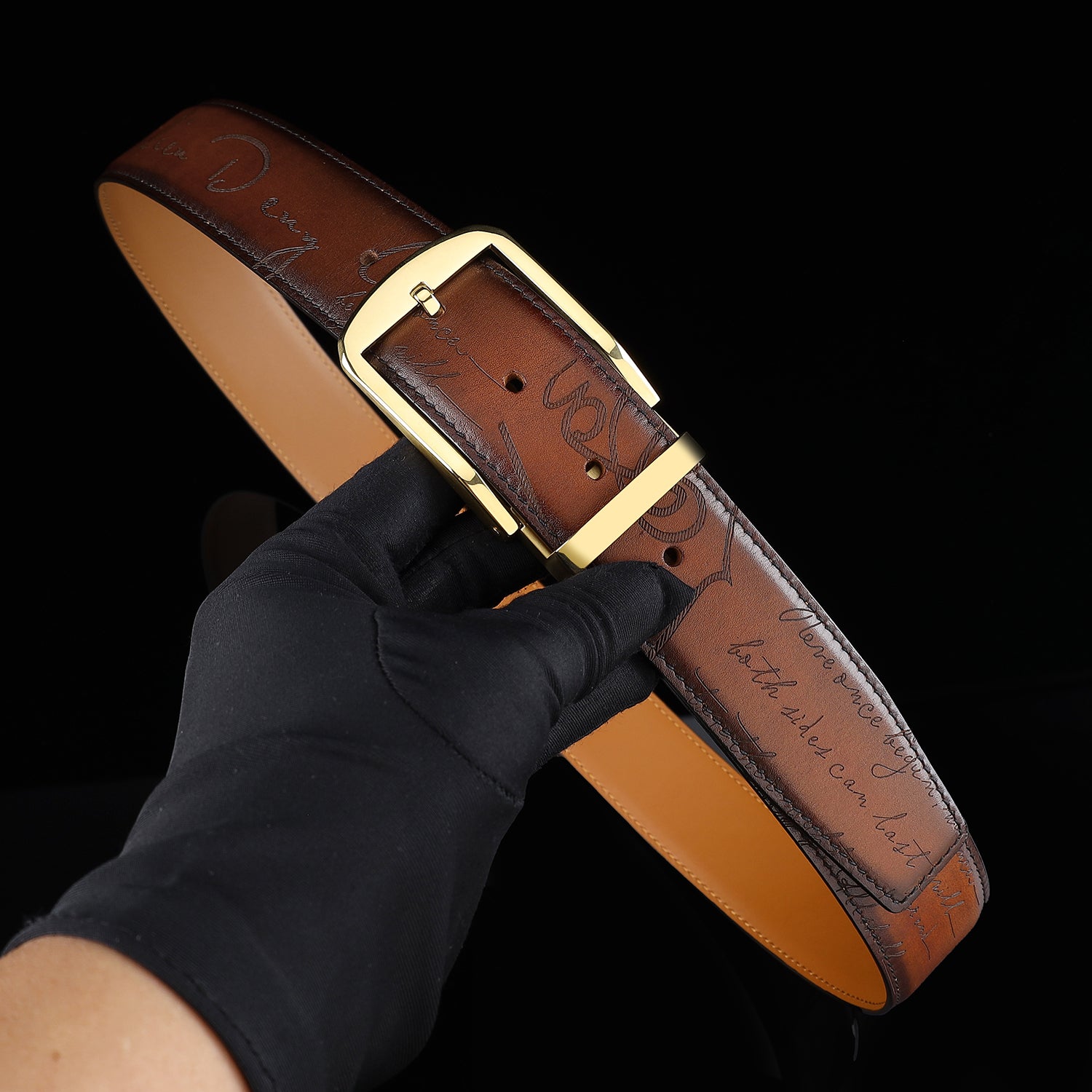 Vinatage Brown Hand-Rubbed Patina Leather Belt By BELTLEY