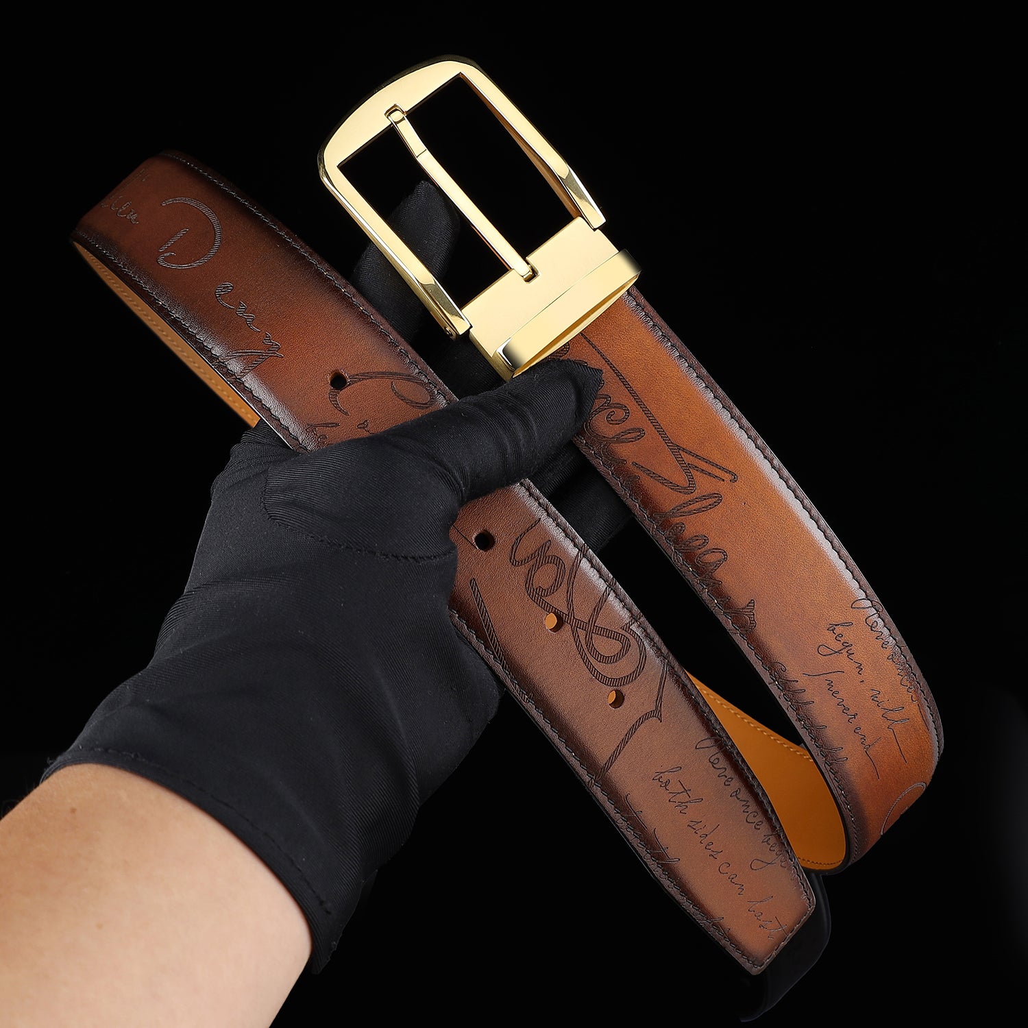 Vinatage Brown Hand-Rubbed Patina Leather Belt By BELTLEY