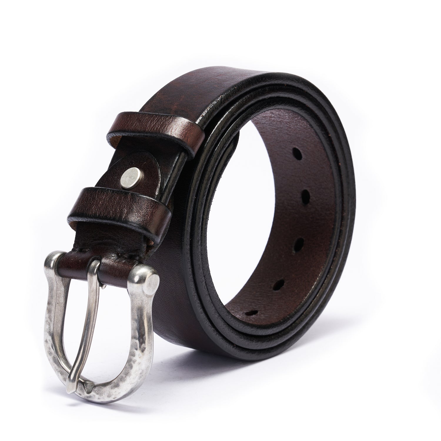 Vintage Espresso Full-Grain Leather Strap&Antiqued Steel Buckle - 38mm