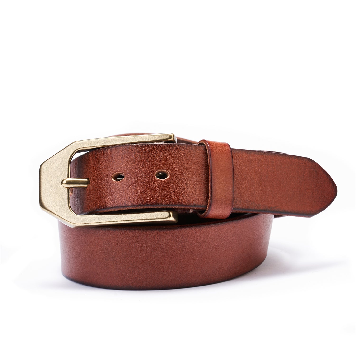 Vintage Saddle Brown Belt-1.5" Full Grain • Burnished Bronze