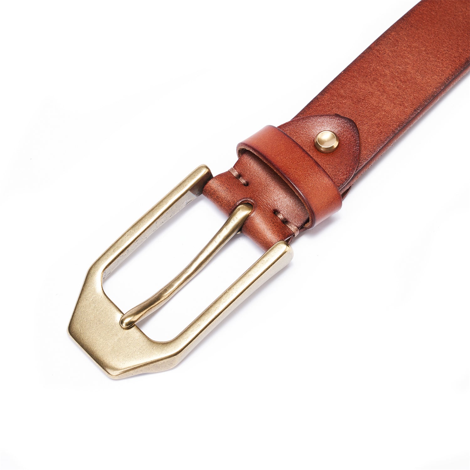 Vintage Saddle Brown Belt-1.5" Full Grain • Burnished Bronze