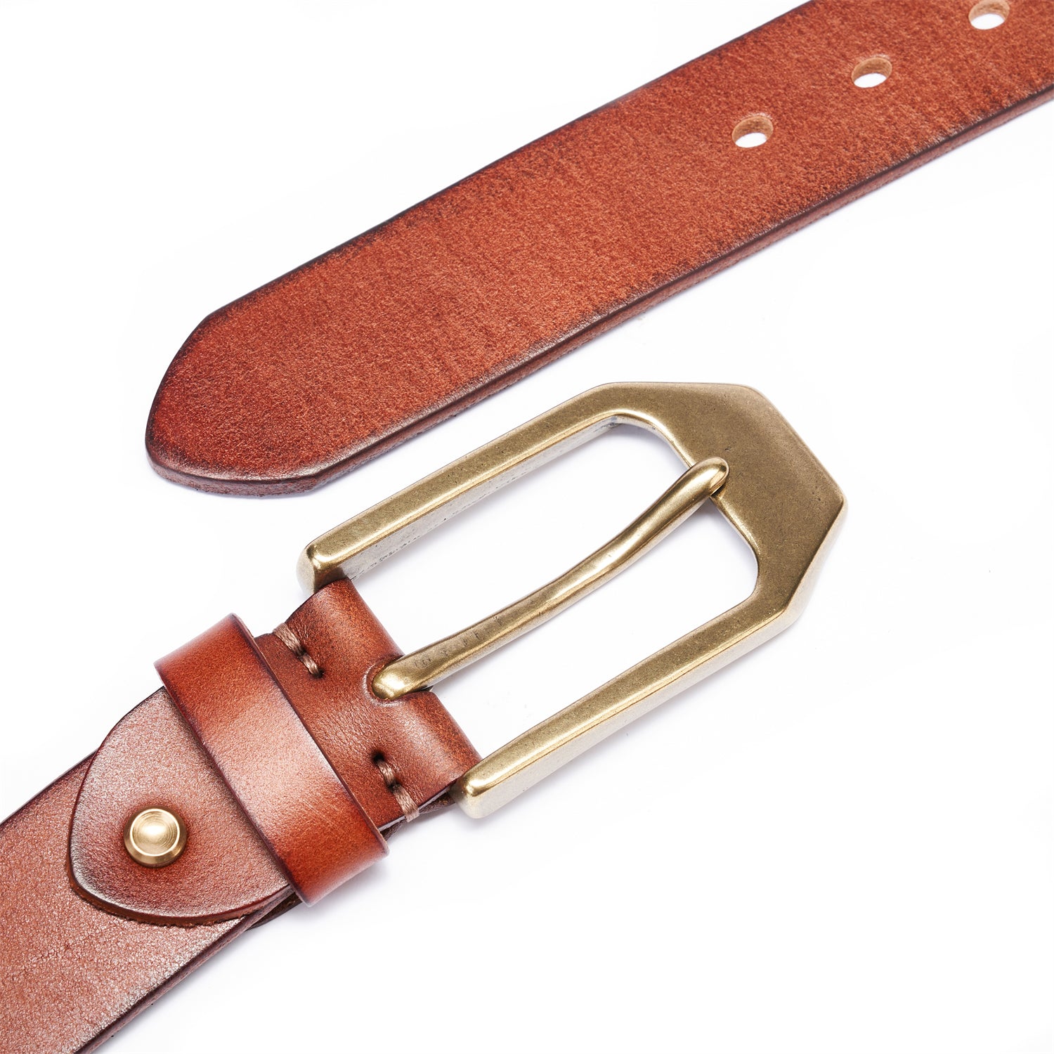 Vintage Saddle Brown Belt-1.5" Full Grain • Burnished Bronze