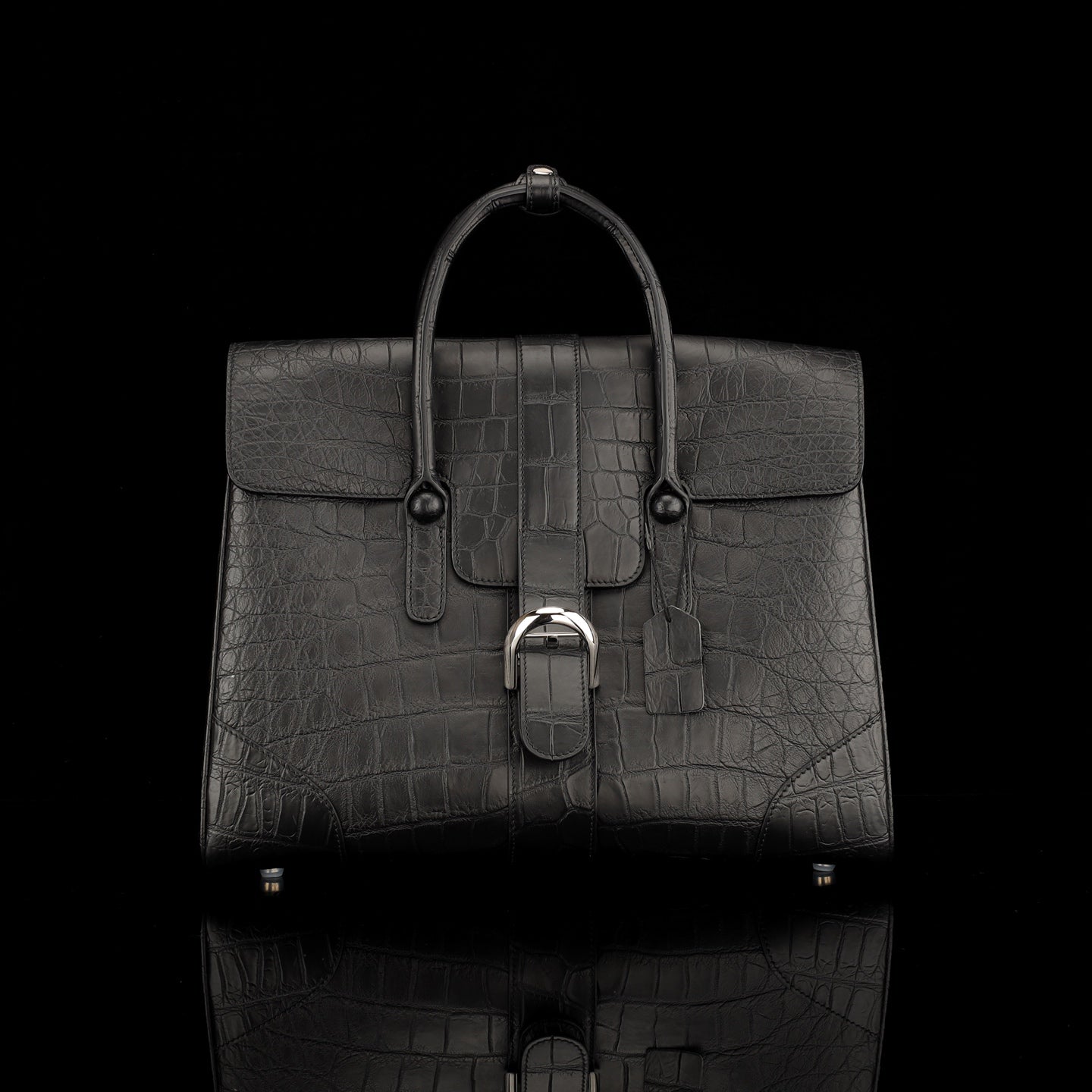 Women's  Black Matte Nile Crocodile Business Satchel