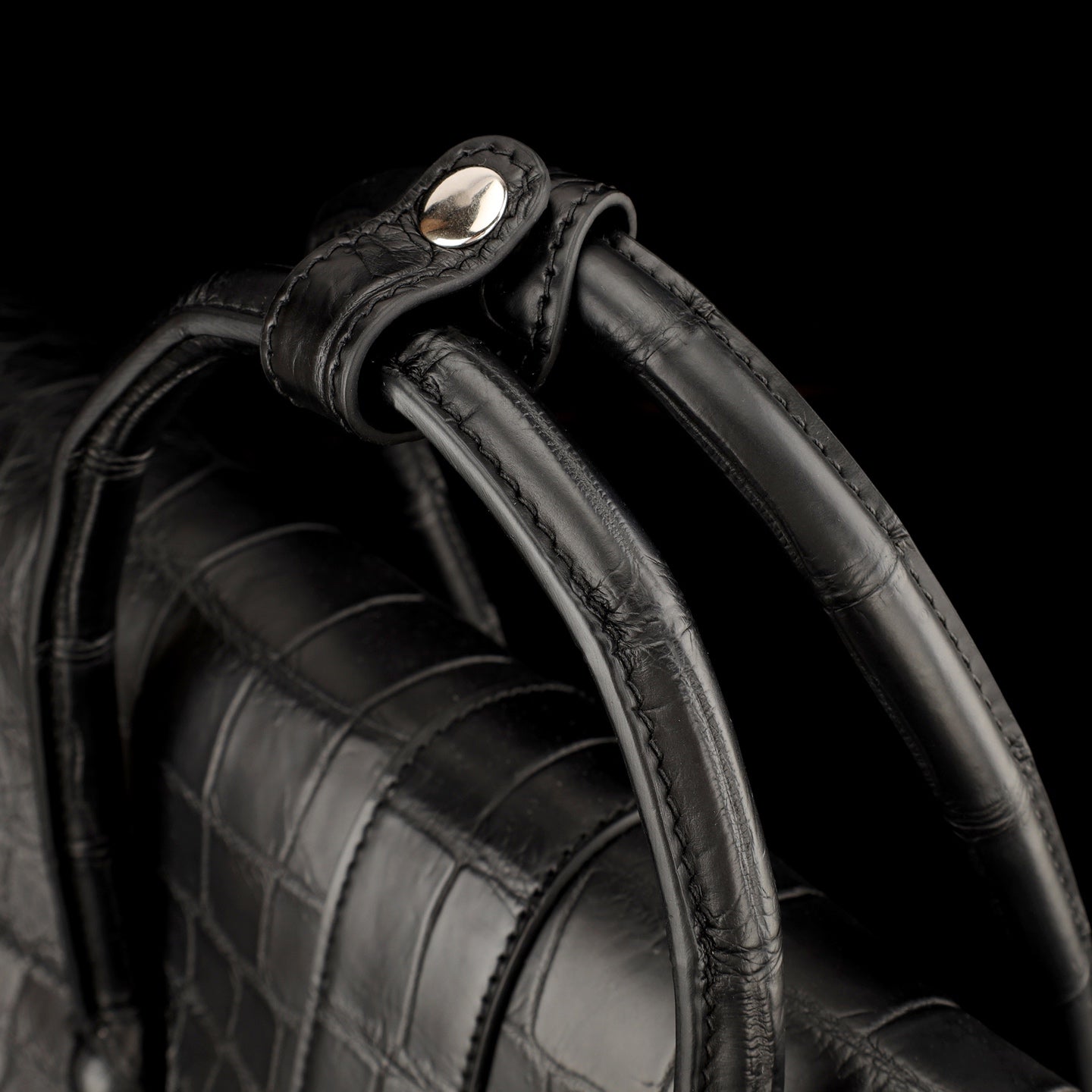 Women's  Black Matte Nile Crocodile Business Satchel