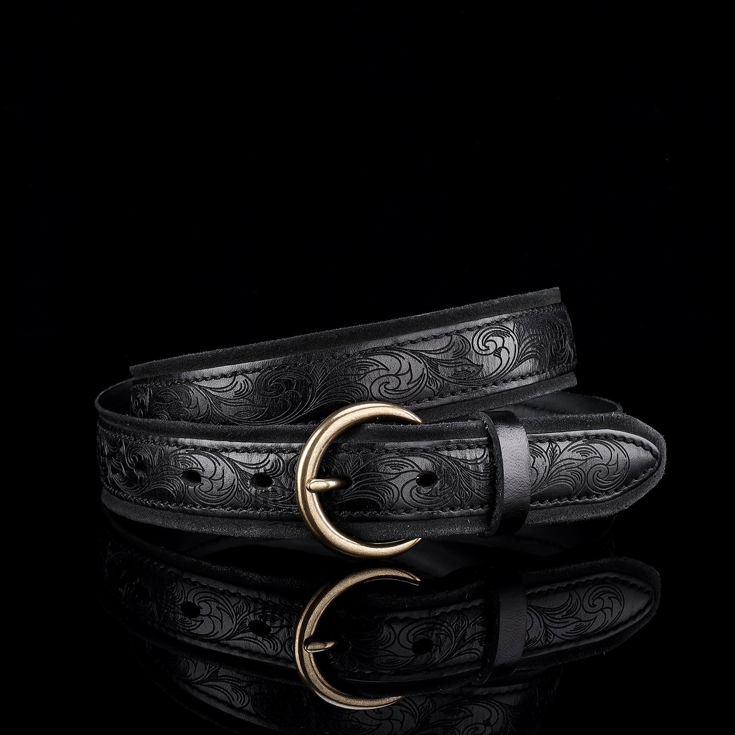 Women's Western Floral Leather Belt –Vintage Casual Belt for Jeans — additional view 13 | BELTLEY